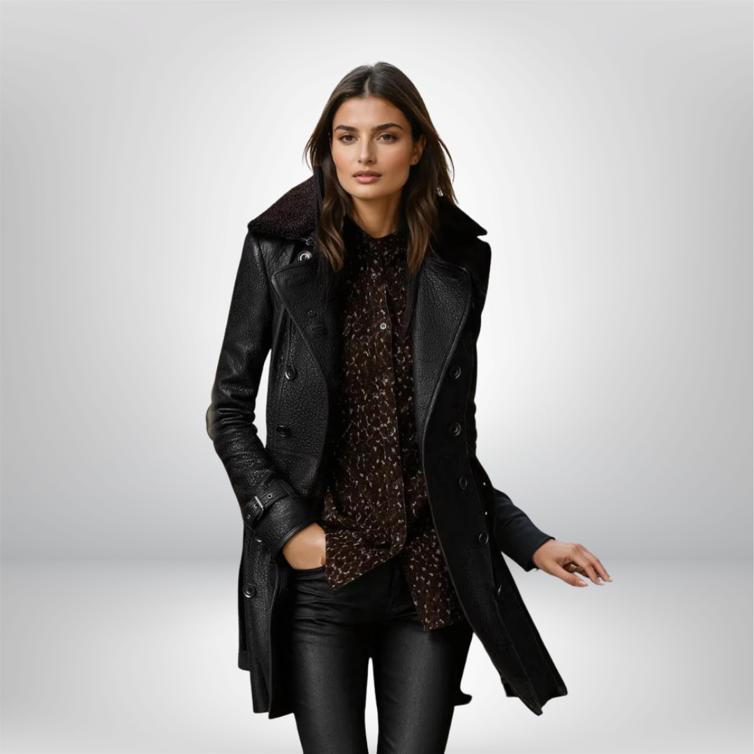 Eliane | Elegantní kožený kabát